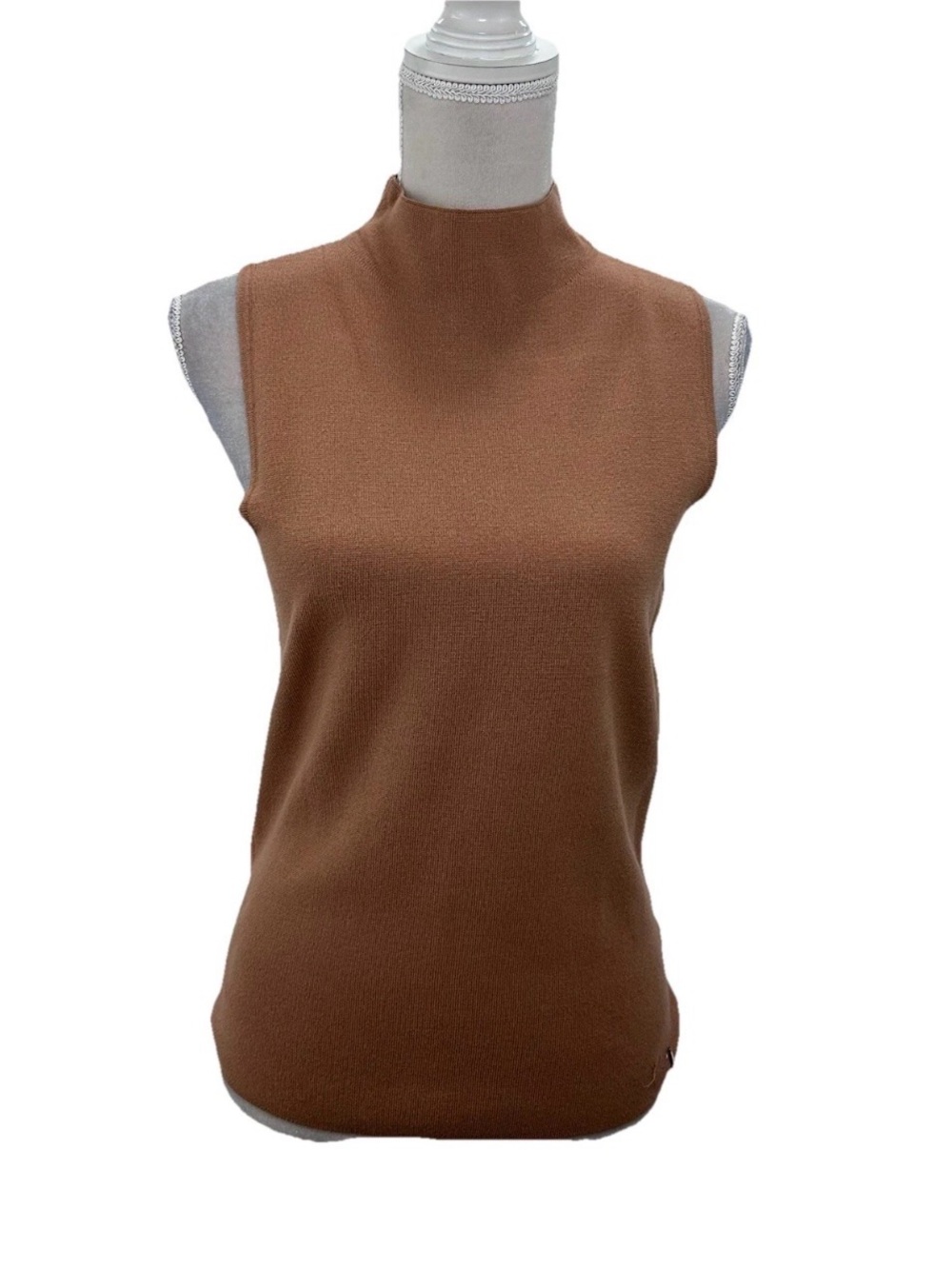Elie Tahari Sleeveless Turtleneck Sweater Tank - Brown